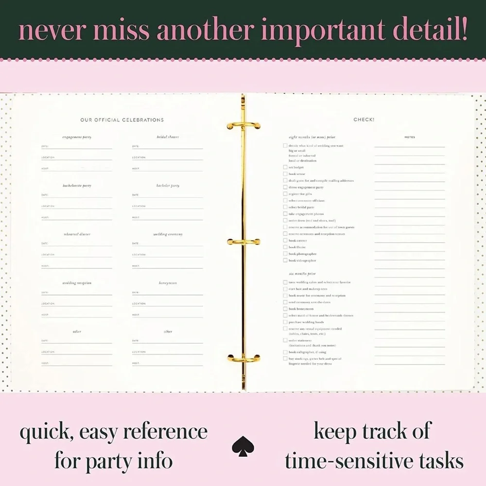 Kate Spade New York Bridal Planner It Started Out With a Kiss Wedding Planner